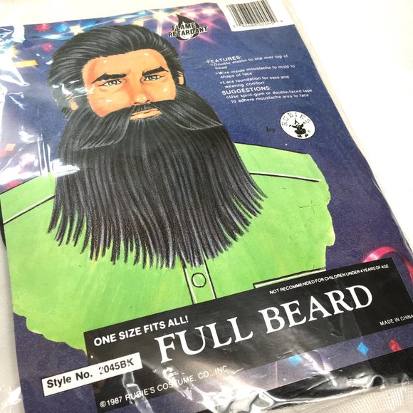 Full Straight Black Beard & Moustache Rubies 2045 NWT - Picture 8 of 9